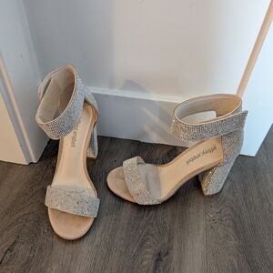 Jeffrey Campbell Silver Rhinestone Block Heel Sandals